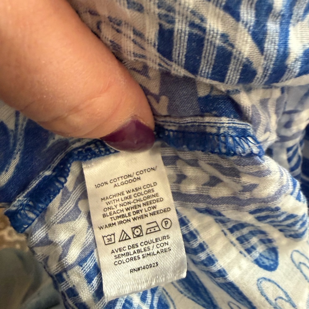 Blue Patterned Off-Shoulder Top - Picture 4 of 5